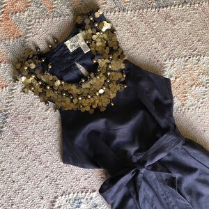 Anthropologie Black Linen Cocktail Dress